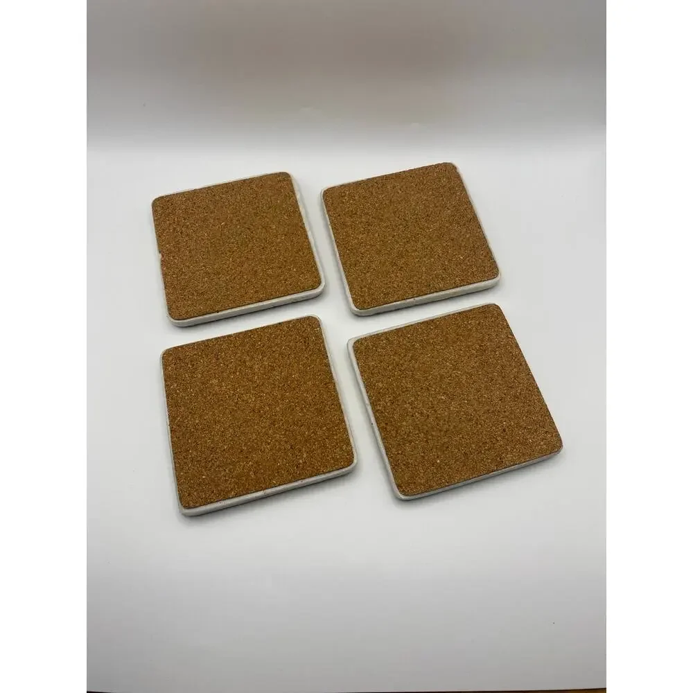 Black & Cream Decorative Tile Coasters Set of 4 | Farmhouse Cottage